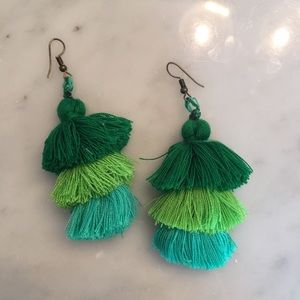 Green Tassel Earrings
